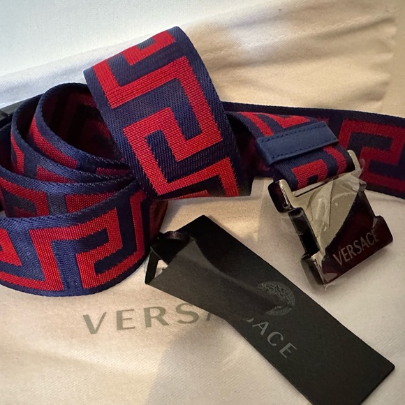 Versace Greca-pattern key lapiz blue adjustable belt (NEW) AUTHENTIC - Picture 9 of 16